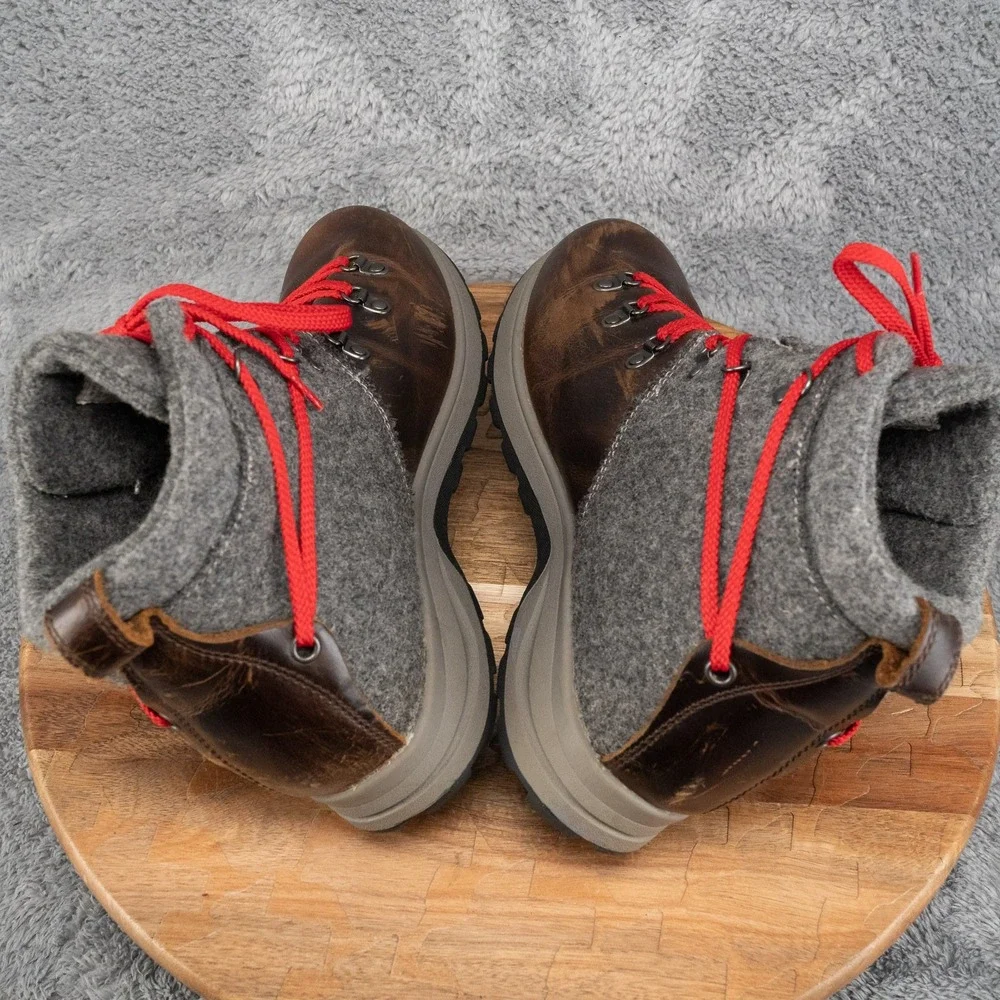 Woolrich Waterproof Womens Rockies II Boots Brown Leather Wool Lace Up Hiking 10